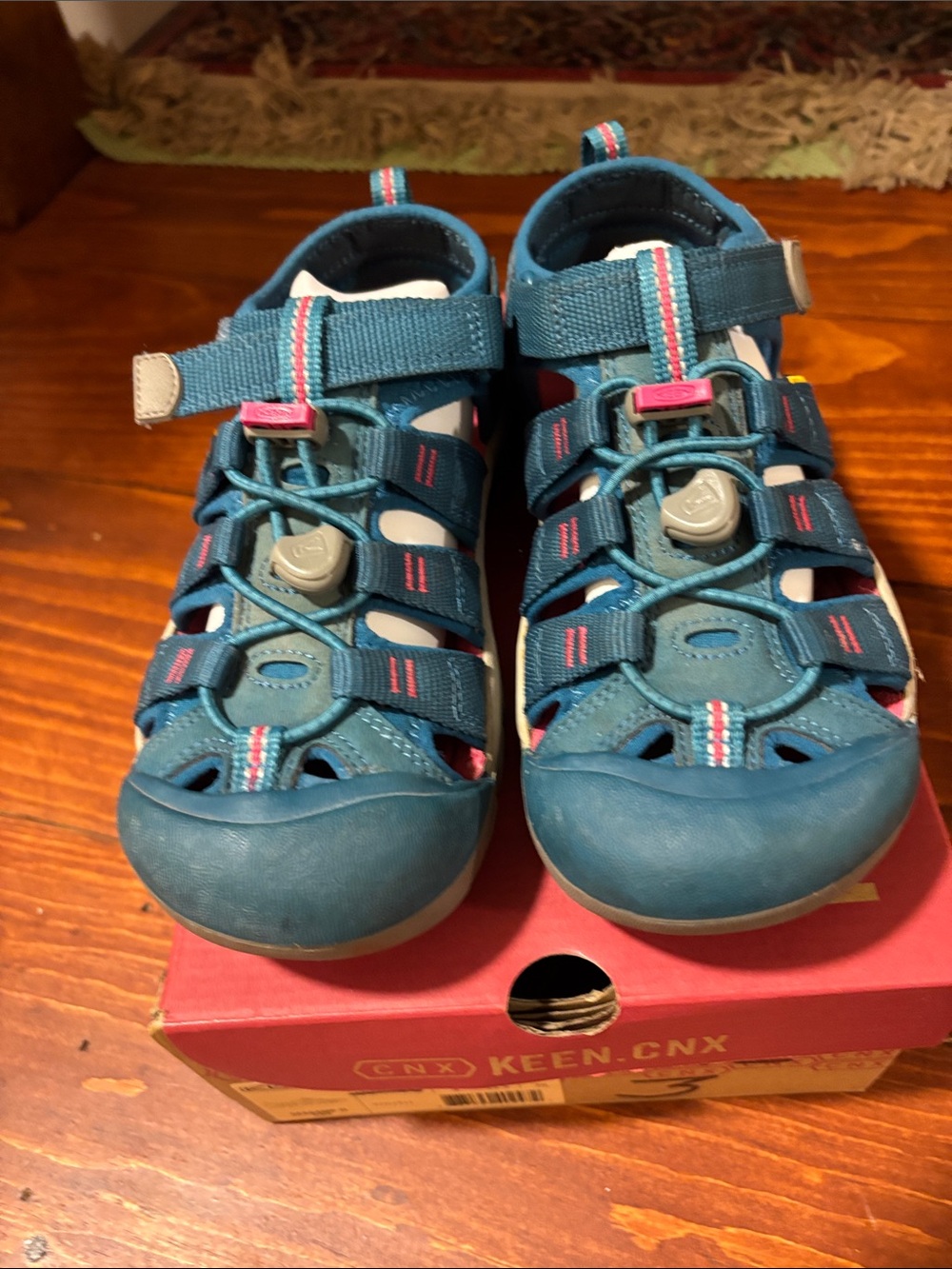 Keen Kids Teal and Pink Closed-Toe Adventure Sandals